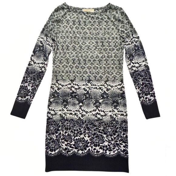 MICHAEL Michael Kors Snakeskin Lace Print Black/White Polyester/Spandex Dress XS - Picture 5 of 9